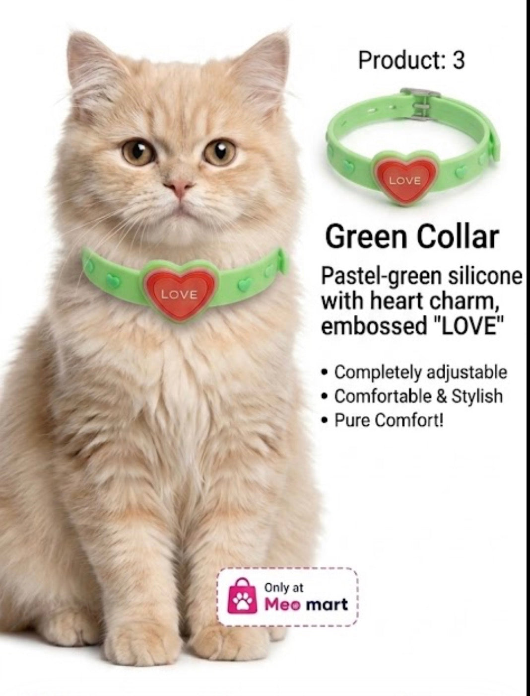 Cute Floral Cat Collar – Adjustable Soft Pet Collar with Heart Charm
