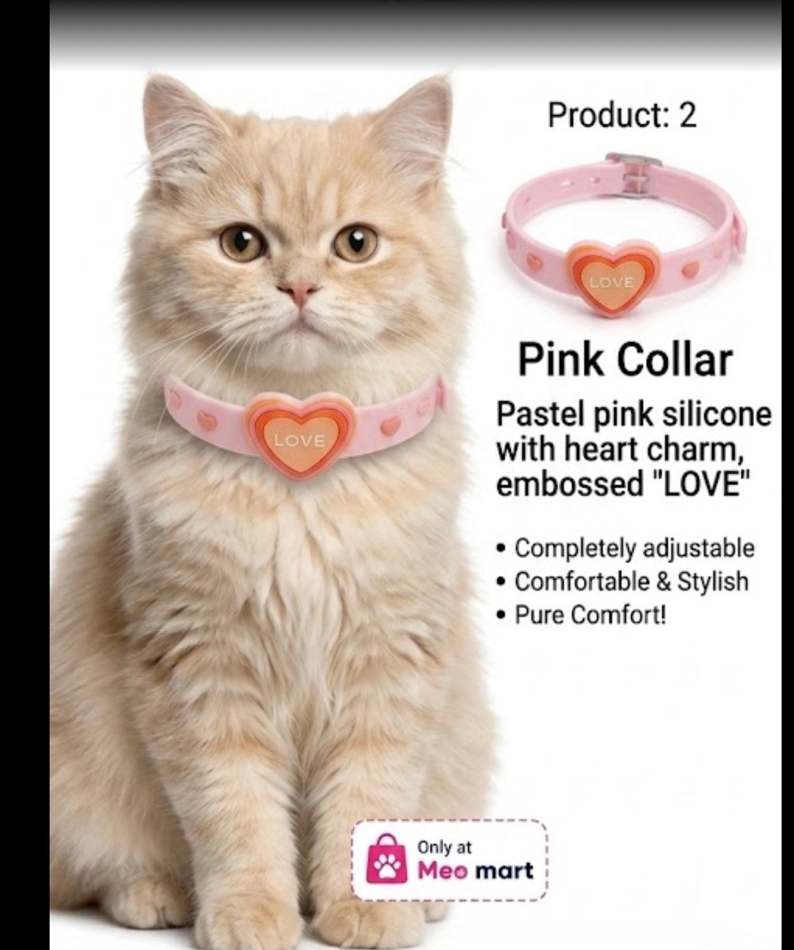 Cute Floral Cat Collar – Adjustable Soft Pet Collar with Heart Charm
