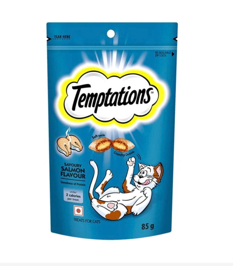 Product Title
Temptations Cat Treats – Salmon, Tuna & Tasty Chicken Flavours | Crunchy Outside, Soft Inside | Irresistible Cat Treats