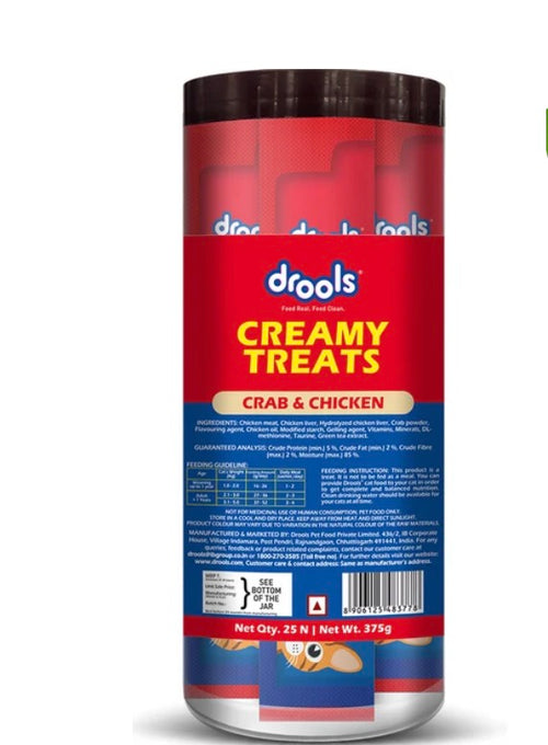 Drools Creamy Treats for Cats – Crab & Salmon | Lickable Cat Treat | Delicious & Irresistible Snack
